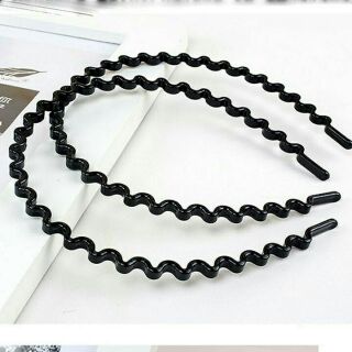 Bờm cài tóc lượn sóng màu đen (nhựa)