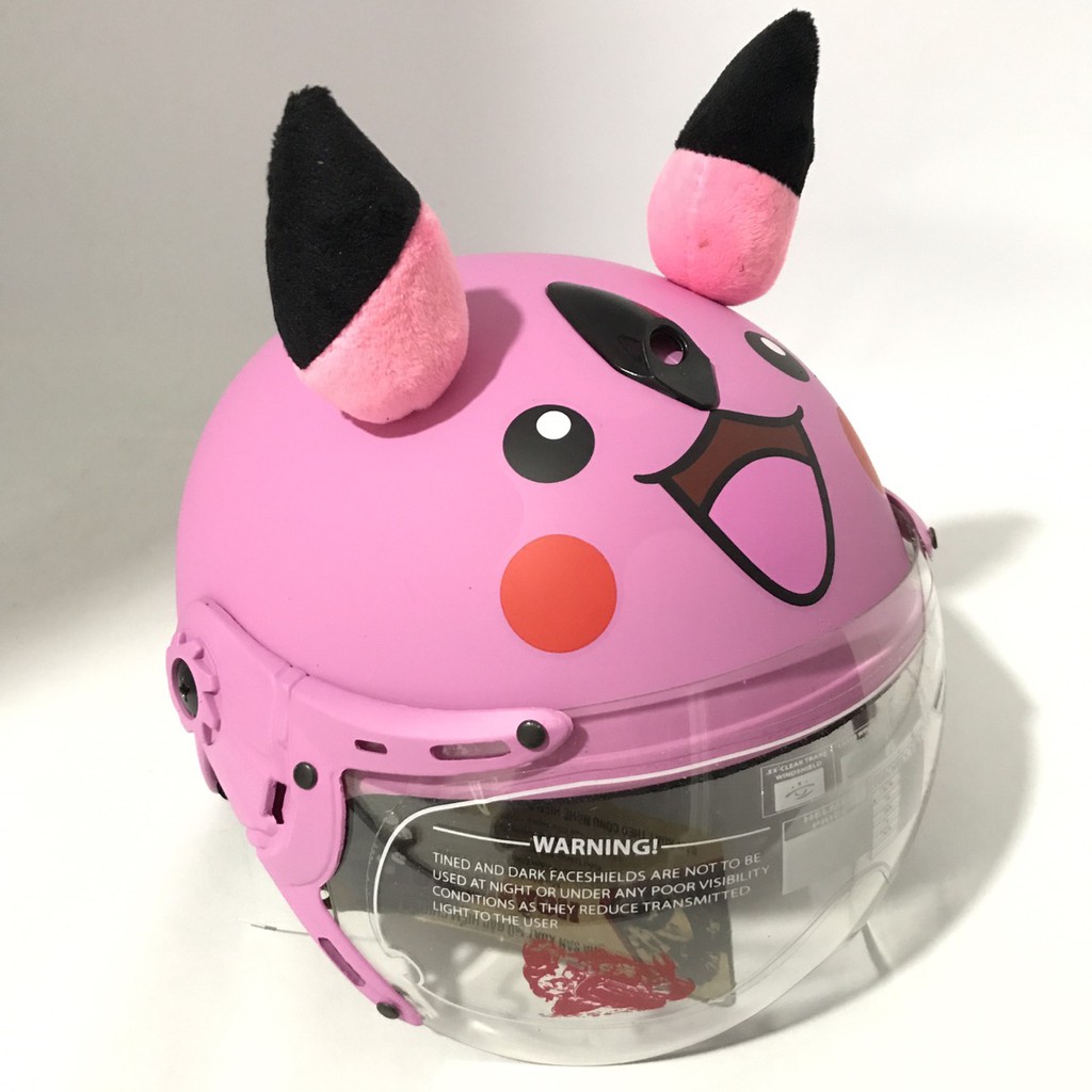 Mũ bảo hiểm trẻ em có kính siêu dễ thương dành cho bé gái từ 3 đến 6 tuổi - VS103KS - Pikachu hồng phấn