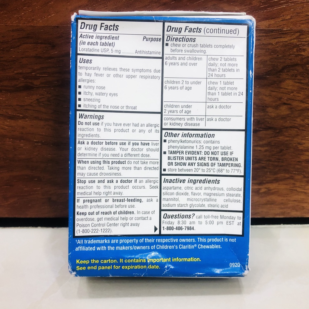 [DATE 4/2022] CVS Children's Claritin Allergy Relief Chewable Tablets SET TÁCH LẺ 10 VIÊN