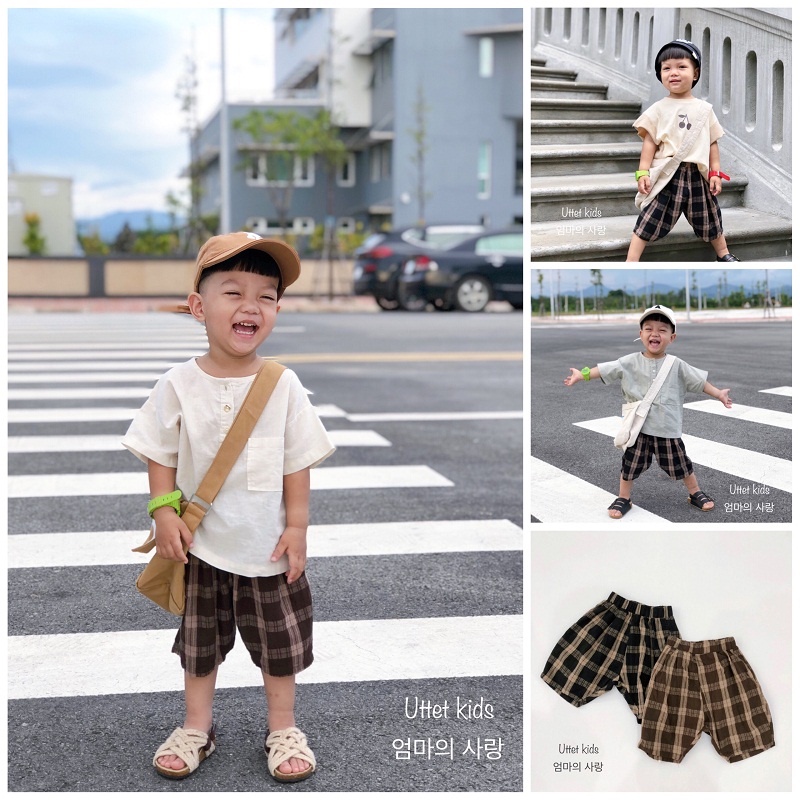 QUẦN NGỐ CARO  HÀN QUỐC 1129 DÀNH CHO BÉ GÁI VÀ BÉ TRAI SIZE 80 ĐẾN 120