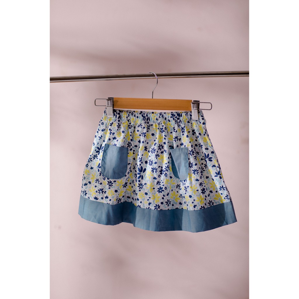 [LITTLE PINK] MELODY SKIRT - Chân váy hoa đáp denim bé gái