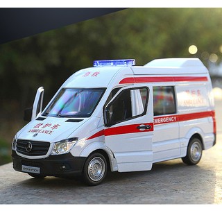 Đồ chơi trẻ em Xe ô tô cứu thương RMZ bằng sắt xe chạy cót mở được cửa tỉ lệ 1:36