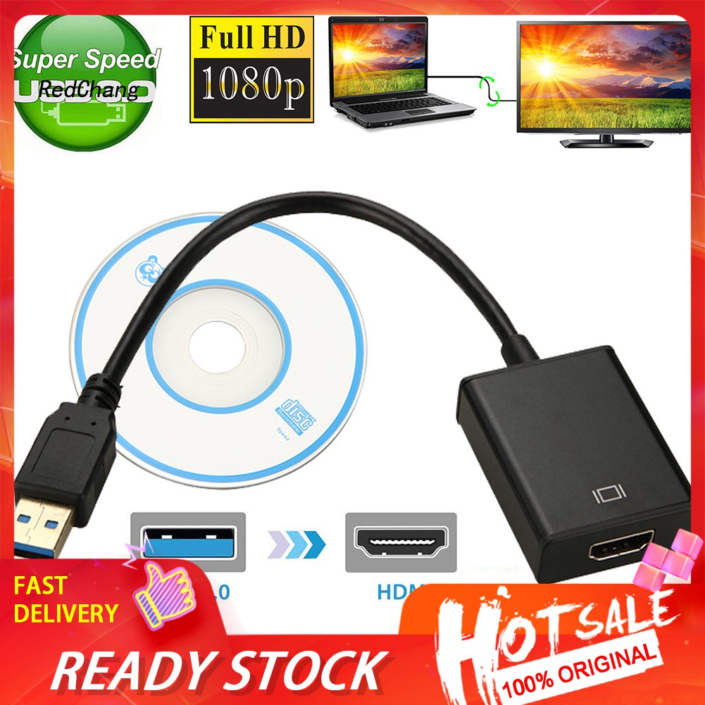 Sc♧Cáp ChuyểN ĐổI Âm Thanh / Video USB 3.0 Sang HDMI Cho Windows 7 / 8 / 10 PC 1080P