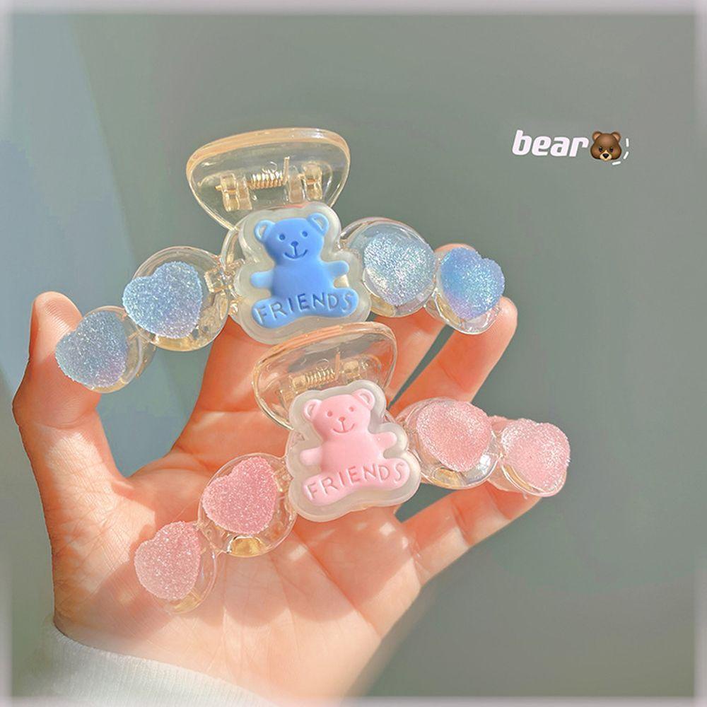 Kẹp Tóc Đuôi Ngựa Trong Suốt Hình Trái Tim / Gấu Kiểu Vintage Hàn Quốc Ngọt Ngào Cho Nữ