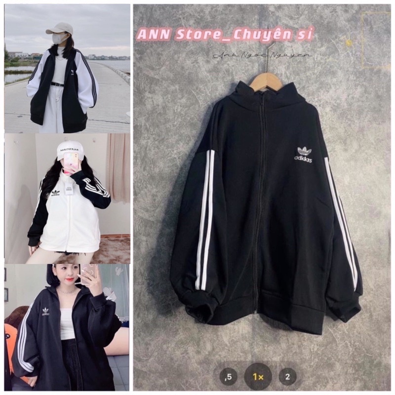 Áo khoác nỉ/ Áo hoodie zip DAS sọc thêu form rộng unisex nam/nư (ảnh thật)