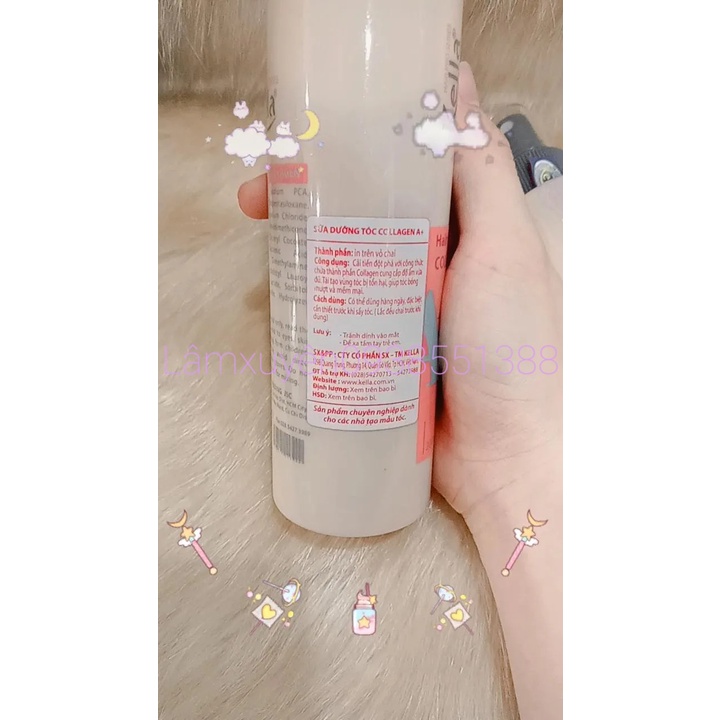 Sữa dưỡng Collagen Kella A+hồng 200ml  nuôi dưỡng tóc khỏe , phục hồi tóc yếu,khô  xơ ,chẻ ngọn, bảo vệ tóc.
