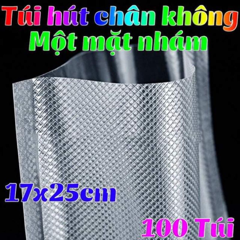 (Siêu rẻ) Túi hút chân không 1 mặt nhám 1 mặt bạc size 17×25cm bộ 100 túi hàng chất lượng cao