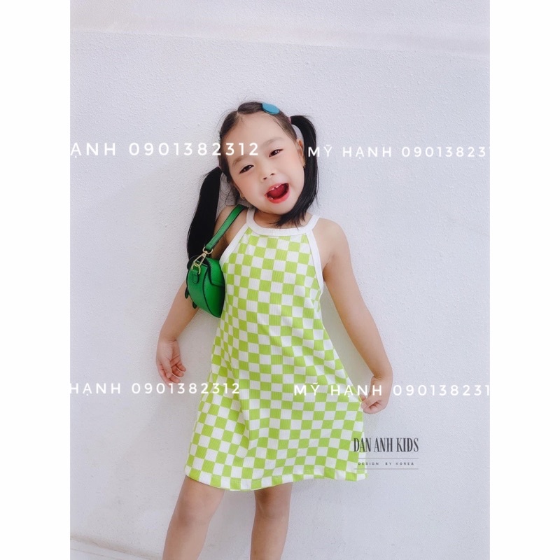 váy caro cổ yếm cho bé (7-25kg)