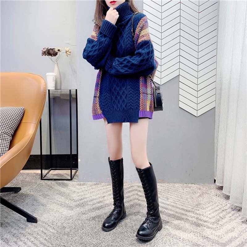 Áo sweater cổ lọ dáng rộng phong cách Hàn Quốc thời trang mùa thu mới cho nữ 2021