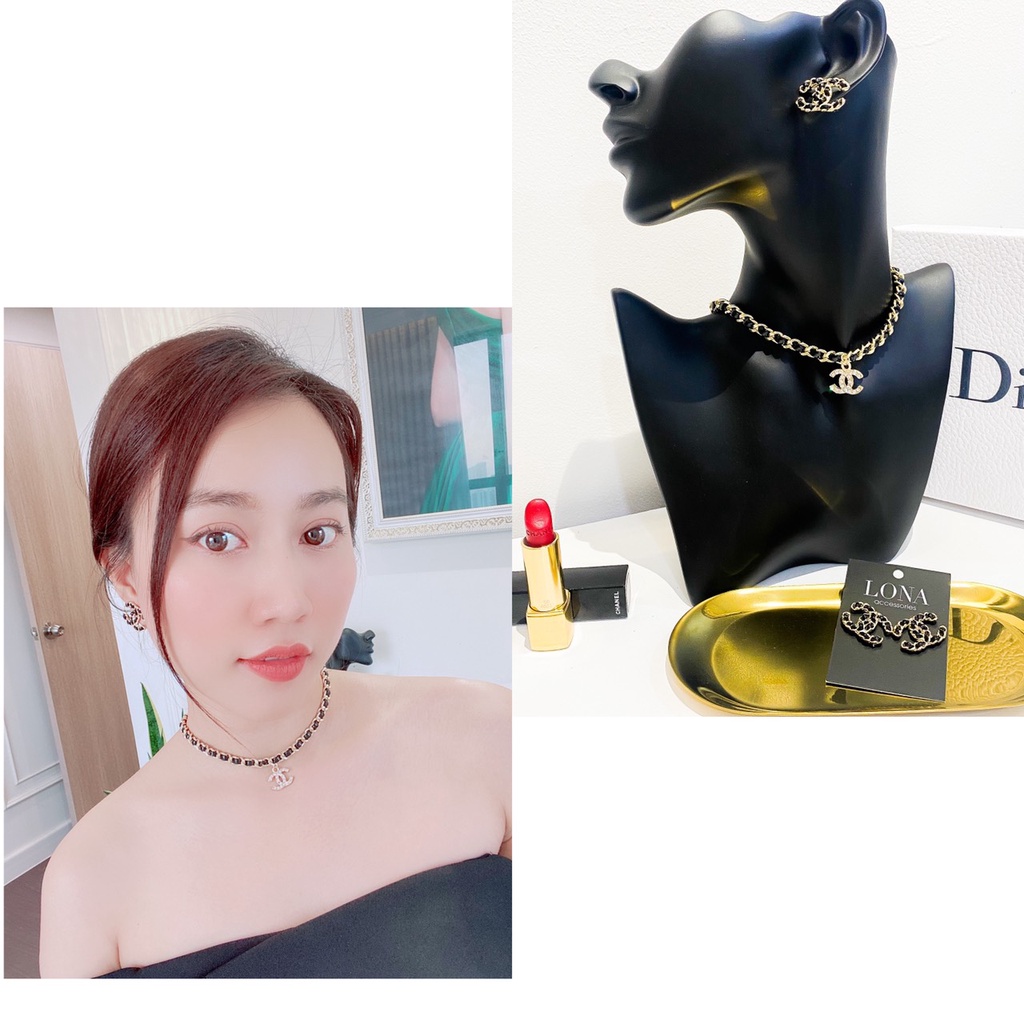 Bông tai + dây chuyền thời trang nữ