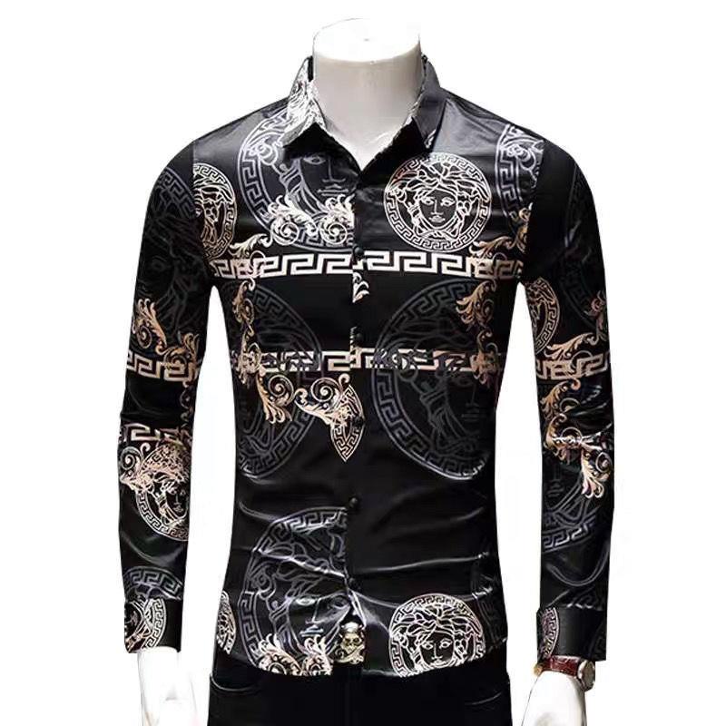 Áo sơ mi versace dài tay hợp thời trang nam mỏng mùa xuân nam s áo sơ mi hoa-inch cá nhân hóa áo sơ mi in