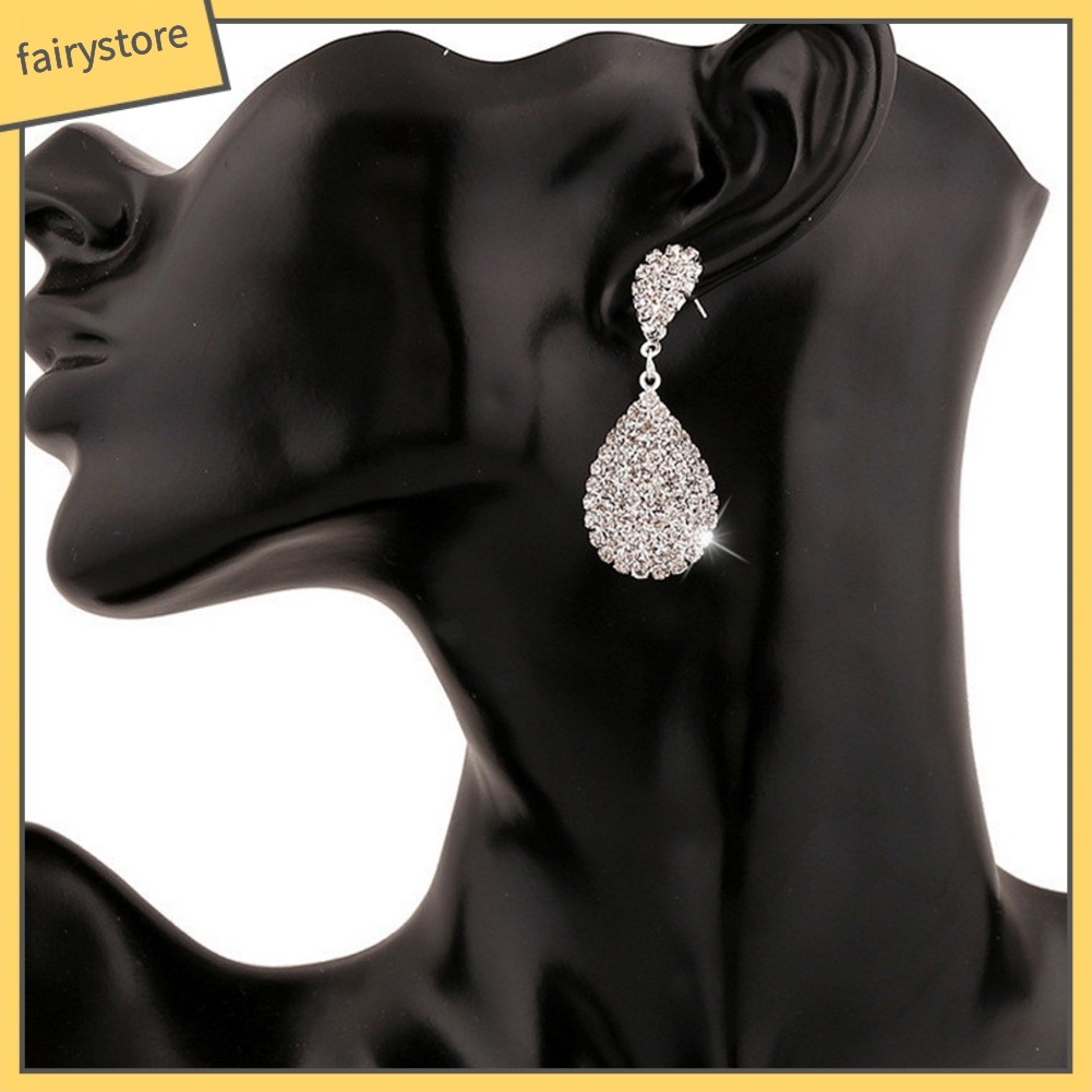 Bông tai dáng dài mặt hình giọt nước cho nữ