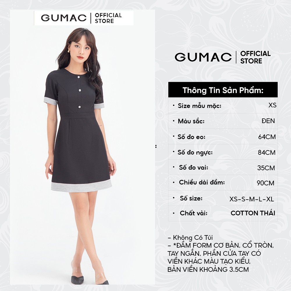 Đầm nữ nút bọc phối viền cách điệu GUMAC DB710 | BigBuy360 - bigbuy360.vn