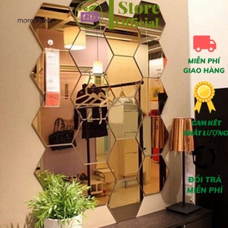 Set 6 giấy dán tường tráng gương trang trí nghệ thuật,Gương dán tường TRÁNG GƯƠNG sáng bóng,Stick