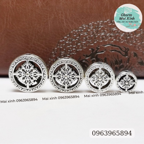 Bánh Xe Pháp Luân 12mm - phụ kiện xâu vòng tay nam nữ, charm phối vòng tay phong thuỷ handmade tự làm