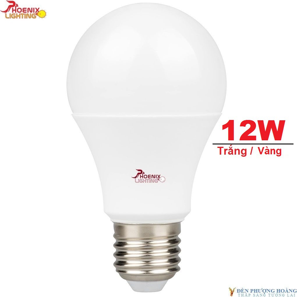 BÓNG ĐÈN LED BÚP TRÒN 12W TRẮNG/VÀNG - Đèn Phượng Hoàng