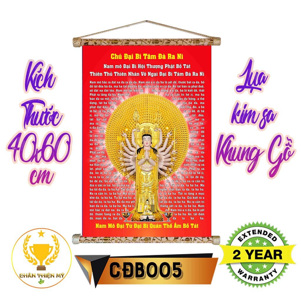 Tranh lụa kim sa Chú Đại Bi giá gốc tận xưởng 40x60cm