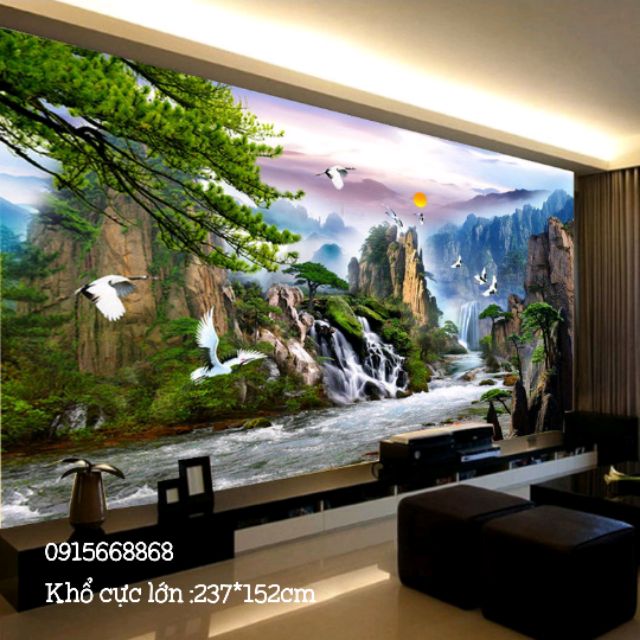 Tranh thêu chữ thập khổ cực lớn KT 237*152cm