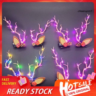 Cặp kẹp tóc đồ chơi thiết kế sừng tuần lộc có đèn phát sáng độc đáo