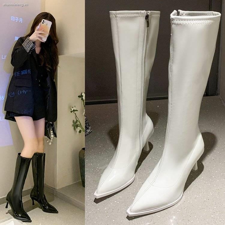 ☽Giày Boot Cao Gót Mũi Nhọn Thiết Kế Mỏng Thiết Kế Mới Thời Trang Mùa Thu Đông Dành Cho Nữ