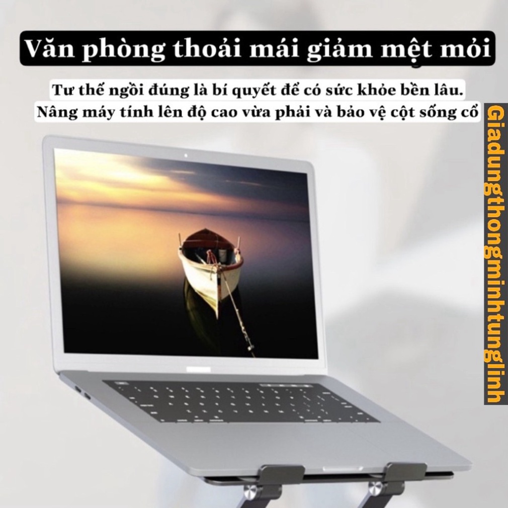 Giá Đỡ Kệ Laptop Gấp Gọn Đa Năng Chữ Z - Nhôm cao cấp Silicone đa điểm chống trượt tản nhiệt tốt cho máy 10-18inch