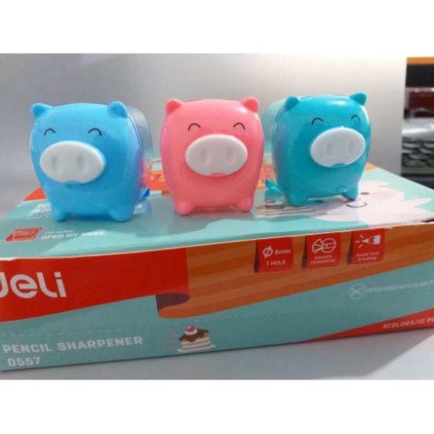 Hộp 12 gọt chì deli hình lợn 0557