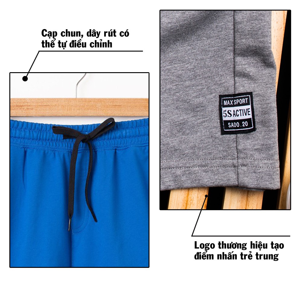 Quần Short Thể Thao Nam 5S (5 Màu), Lưng Chun, Ống Suông, Chất Cotton Thoáng Mát, Siêu Đẹp (QNN0301S1-01) | BigBuy360 - bigbuy360.vn