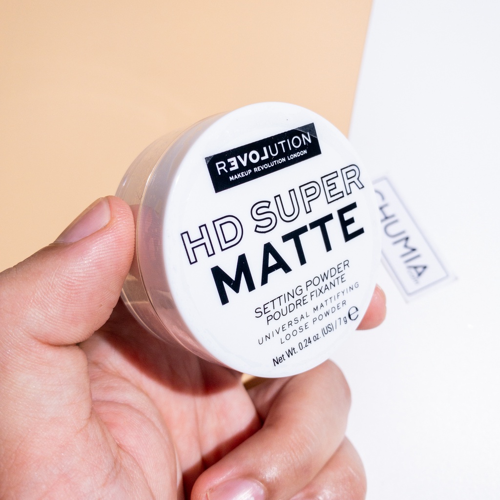 Phấn phủ REVOLUTION HD SUPER MATTE 7G kiềm dầu bột nén không màu chống nước trắng da bộ trang điểm chính hãng PP chumia
