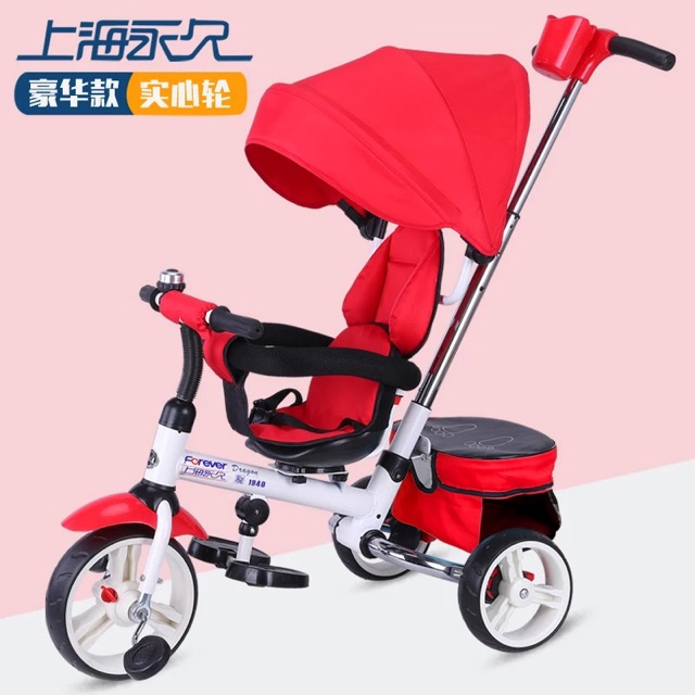 Xe đẩy trẻ em 3 bánh có ghế xoay cán điều chỉnh ô che  -xe đẩy e bé 1 2 3 4 5 6 tuổi