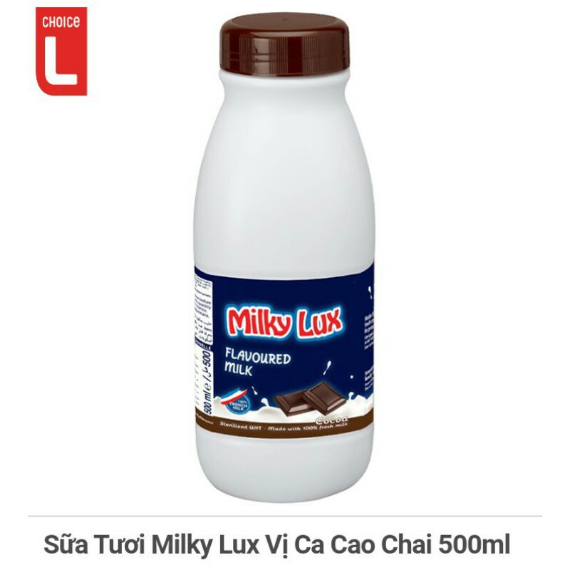 Sữa Tươi Milky Lux Vị Dâu/ vani/ chuối/ ca cao Chai 500ml