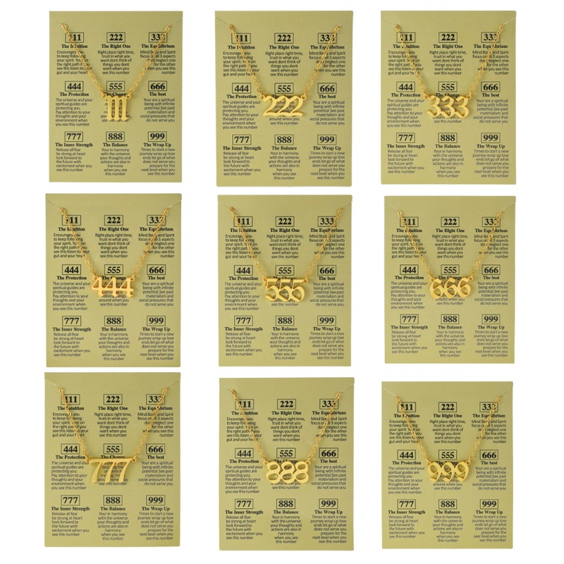 Vòng cổ bằng thép không gỉ mặt dây hình số may mắn 111 222 333 444 555 666 777 888 999 thời trang