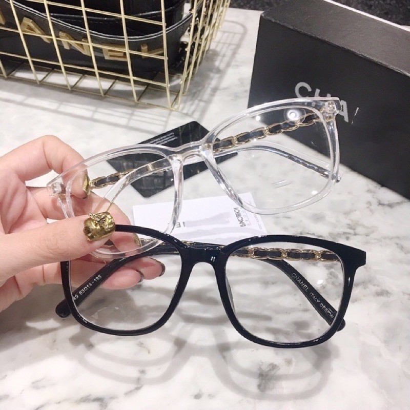 [Mã FARSSTGRE giảm 5K đơn bất kỳ] KÍNH GIẢ CẬN GỌNG XÍCH MẮT TO CHANL 012 0 độ