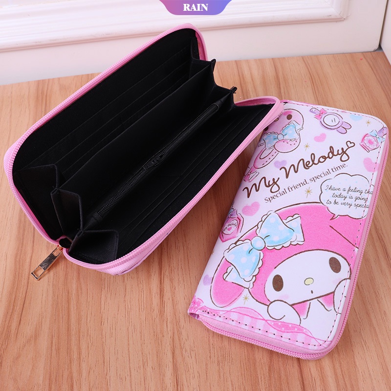 Ví Dài Đựng Tiền Xu Bằng Da PU 3 Kiểu In Họa Tiết Hoạt Hình Sanrio My Melody Dễ Thương Có Khóa Kéo Cho Nữ [RAIN]