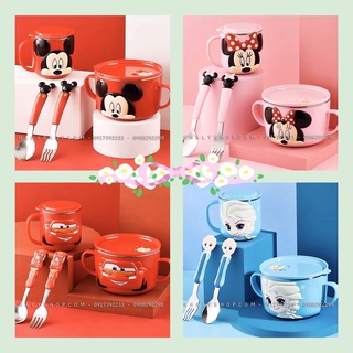 Set ăn uống 4 món 3D Disney hình nhân vật hoạt hình cho các bé iu