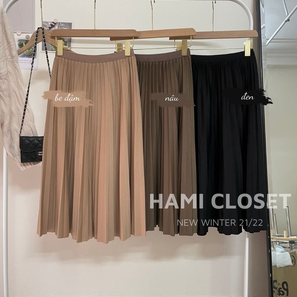 Chân váy xếp ly vải dày dặn dáng dài hàng chuẩn quảng châu mã 803