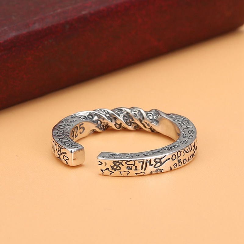 Nhẫn Hở Hình Mặt Cười Và Chữ Đơn Giản Thời Trang Phong Cách Retro