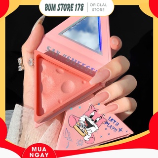 Phấn má hồng GUICAMI thiết kế vỏ hình miếng phô mai in hình vẽ Tom và Jerry - BUMSHOP79