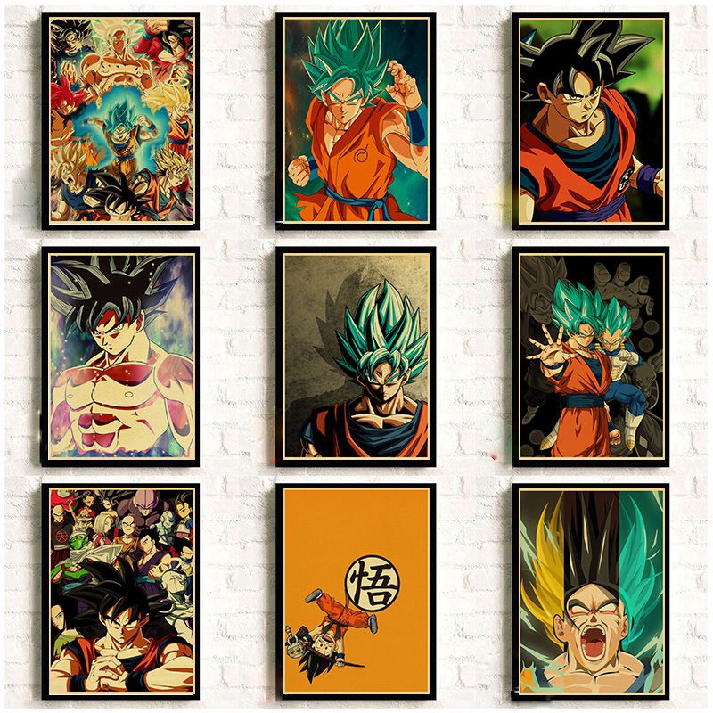 Poster Treo Tường In Hình Phim Hoạt Hình Dragon Ball Phong Cách Cổ Điển