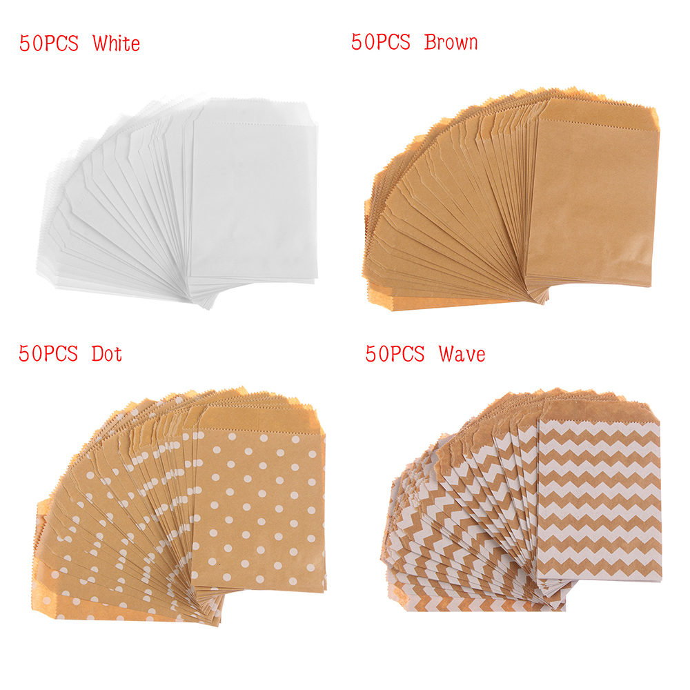 50pcs Pastry Wrapping Party Supplies Kraft Paper Candy Bag | BigBuy360 - bigbuy360.vn