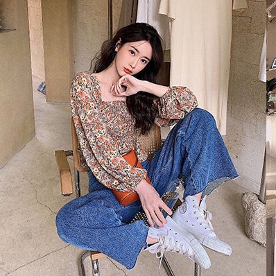 Áo hoa PERTY phong cách Hàn Quốc thời trang mùa hè cho nữ