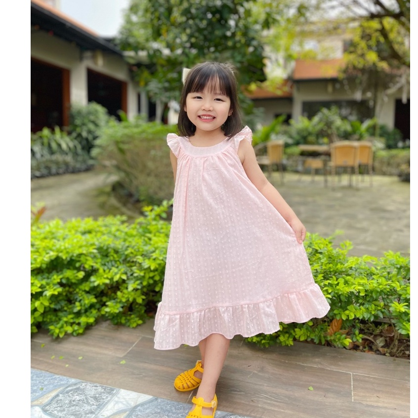 VNXK-VÁY SOFIA HỒNG NGỌT NGÀO CHO BÉ GÁI -MÃ ĐBG05