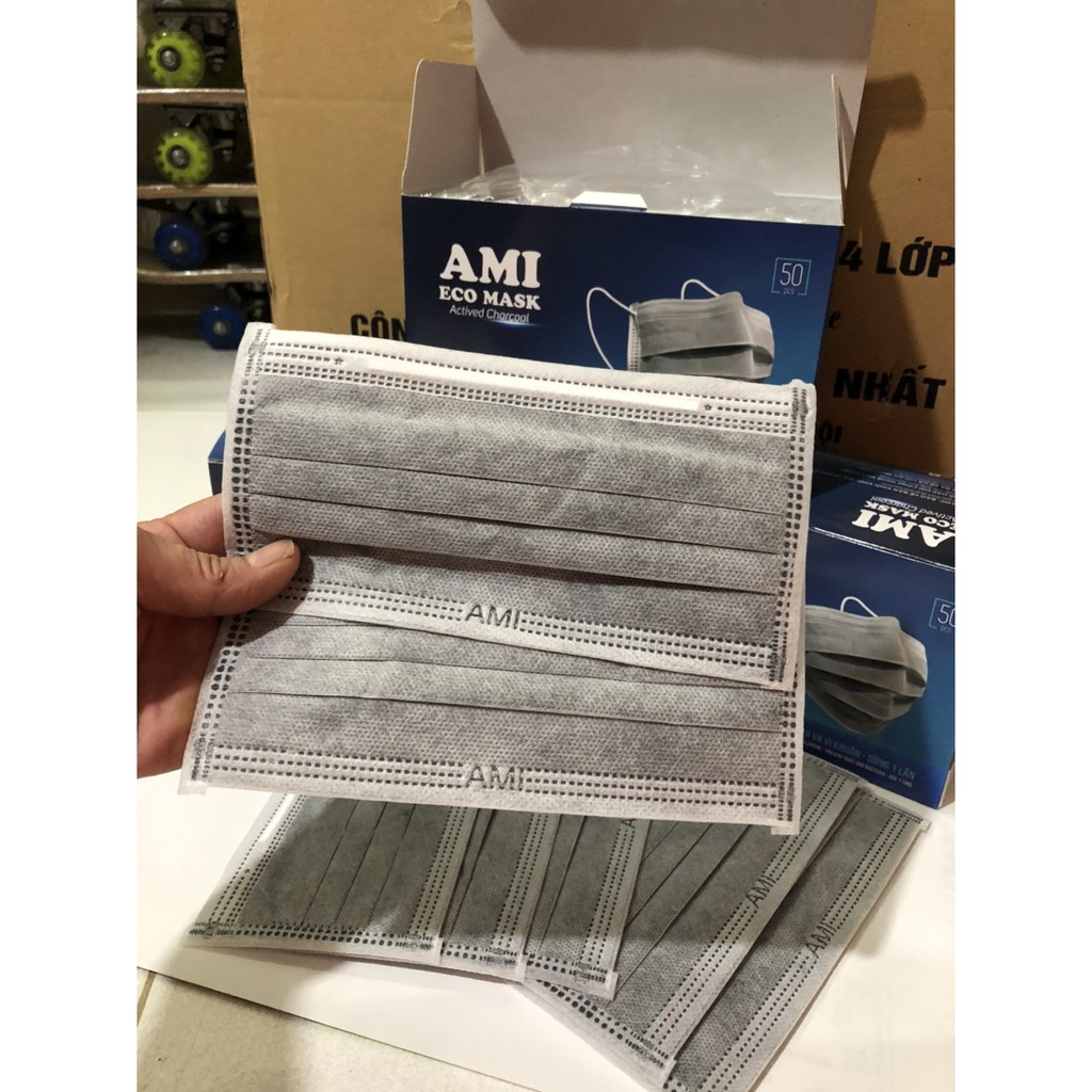 [4 Trắng 4L]Combo 4 hộp Khẩu Trang Y Tế AMI 4 lớp 4 Màu (50 chiếc / 1 hộp)