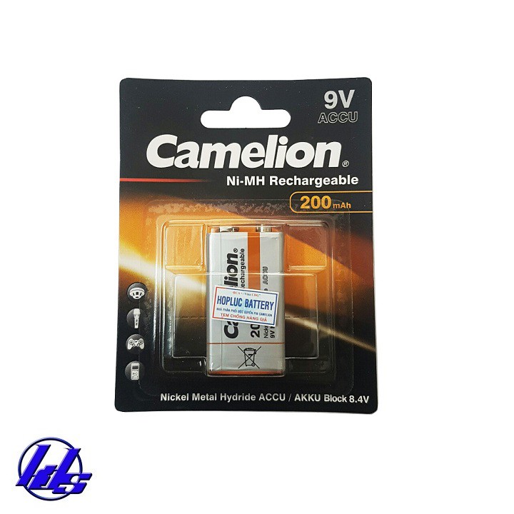 Combo bộ sạc pin AA, AAA, 9V Camelion BC-0904SM kèm 1 pin sạc vuông 9V Camelion NH-9V200BP1 200mAh