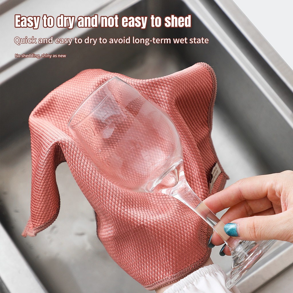 Khăn lau vệ sinh JUJIAJIA thiết kế dày dặn họa tiết sọc ca rô mau khô tiện lợi cho nhà bếp