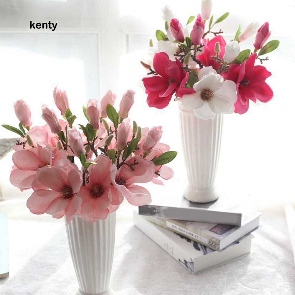 KT★1 Pc Artificial Magnolia Fake Flower Bud Bridal Wedding Home Cafe Store Decor