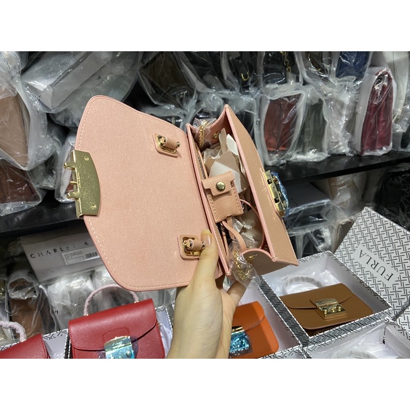 𝐓𝐮́𝐢 𝐅𝐮𝐫𝐥𝐚 𝐦𝐞𝐭𝐫𝐨𝐩𝐨𝐥𝐢𝐬 𝐭𝐚𝐲 𝐜𝐚̂̀𝐦 màu hồng - DA THẬT