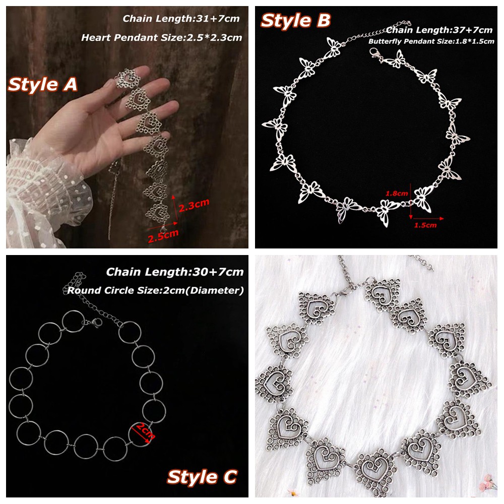 Vòng cổ choker chất liệu hợp kim kiểu trái tim/bươm bướm hình tròn thời trang cho nữ