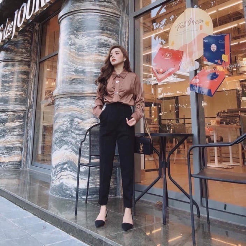 Quần âu nữ công sở 1 khuy cúc bọc vải cực đẹp | BigBuy360 - bigbuy360.vn