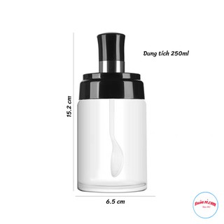 Lọ đựng gia vị thủy tinh kèm thìa thông minh - Hũ đựng gia vị, nước mắm trong suốt thìa kèm nắp tiện lợi 01477