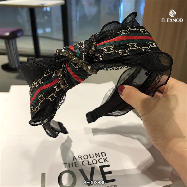 Băng đô cài tóc nữ Eleanor Accessories bọc vải đính đá phụ kiện tóc 3835